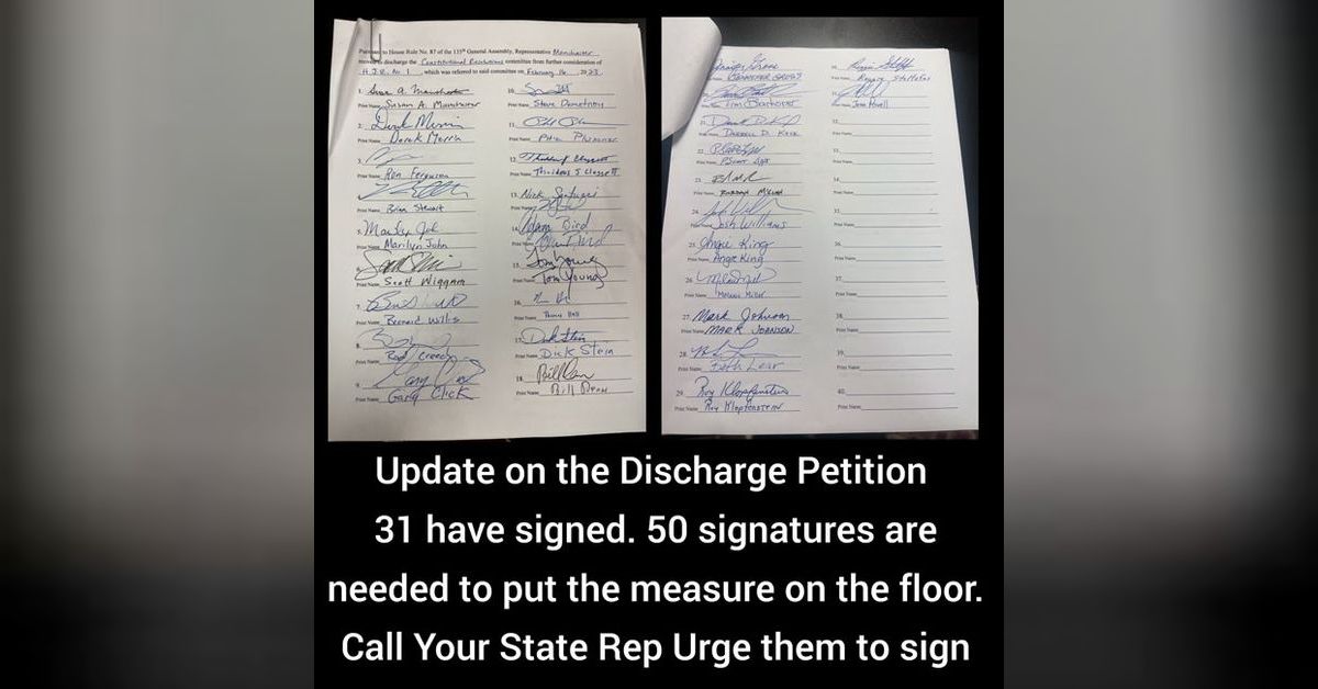 Statehouse Update on Discharge Petition and 60 percent Constitutional